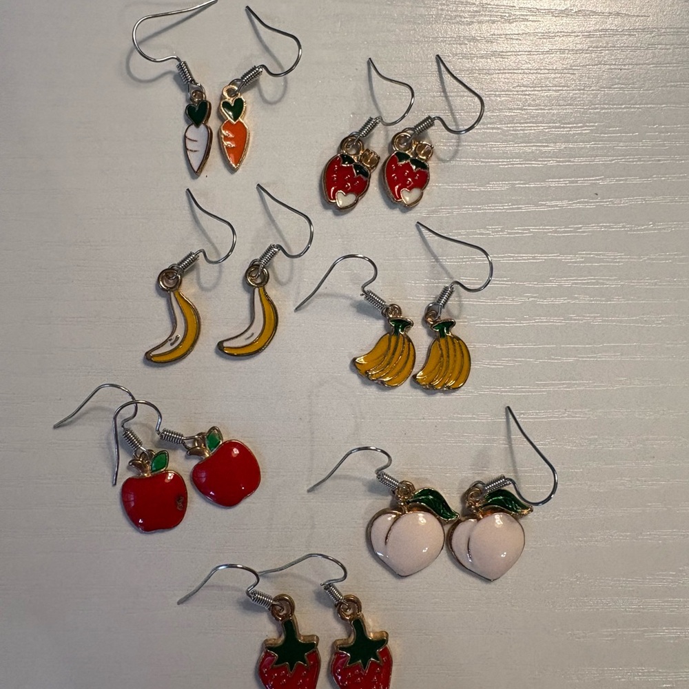 Fruit and Vegetable Themed Earrings Set